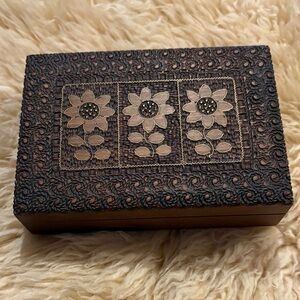 Vintage Intricately Carved Floral Wooden Keepsake Box From Poland